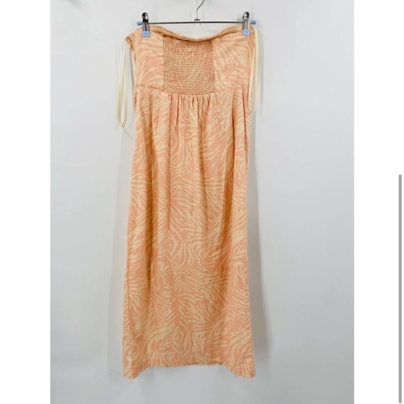 Urban Outfitters Dress Midi Strapless High Slit  Zebra Print Pink/Coral Small - Picture 4 of 6